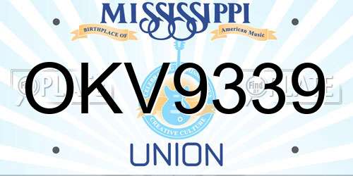 OKV9339 Mississippi License Plate