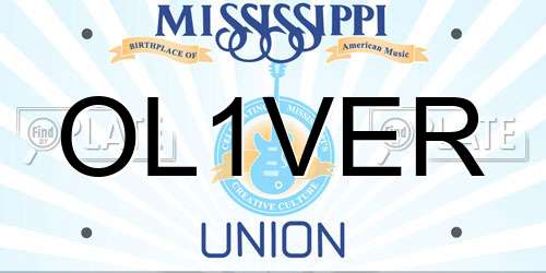 OL1VER Mississippi License Plate