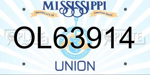 OL63914 Mississippi License Plate