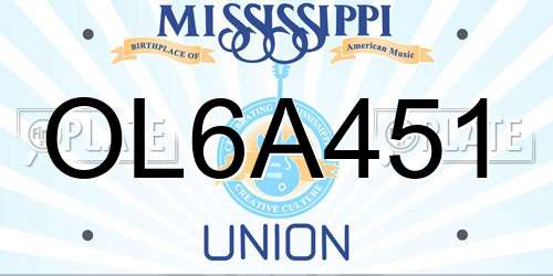 OL6A451 Mississippi License Plate
