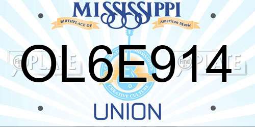 OL6E914 Mississippi License Plate