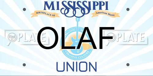OLAF Mississippi License Plate