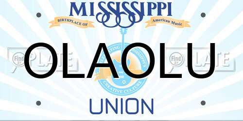 OLAOLU Mississippi License Plate