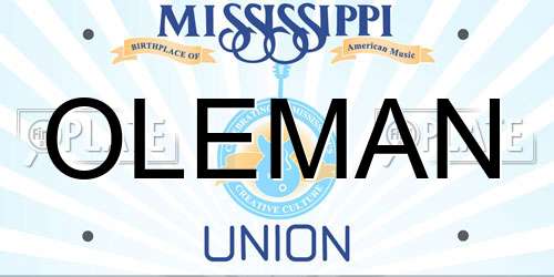 OLEMAN Mississippi License Plate
