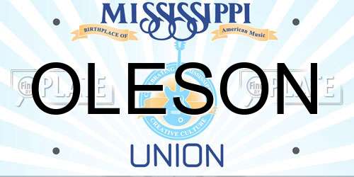 OLESON Mississippi License Plate