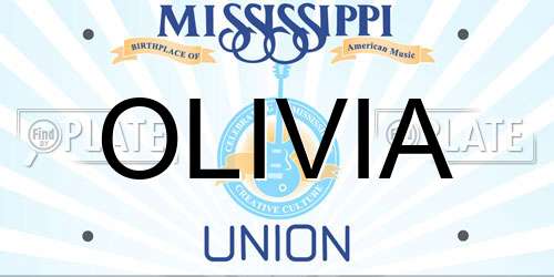 OLIVIA Mississippi License Plate