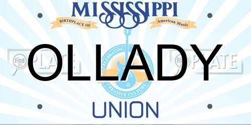 OLLADY Mississippi License Plate