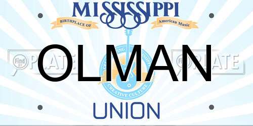 OLMAN Mississippi License Plate