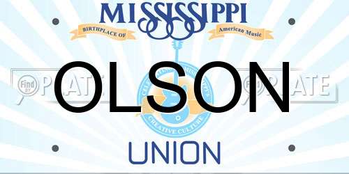 OLSON Mississippi License Plate