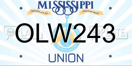 OLW243 Mississippi License Plate