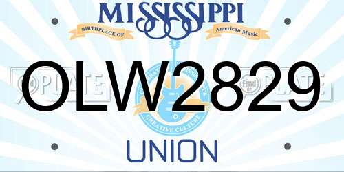 OLW2829 Mississippi License Plate