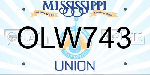 OLW743 Mississippi License Plate