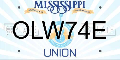 OLW74E Mississippi License Plate