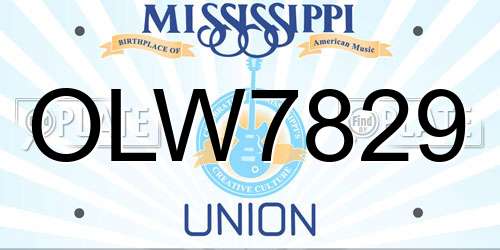 OLW7829 Mississippi License Plate