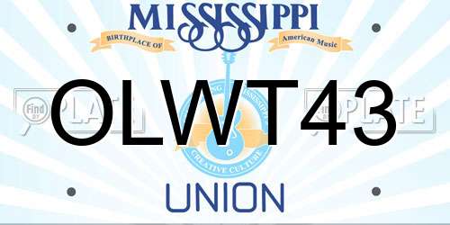 OLWT43 Mississippi License Plate