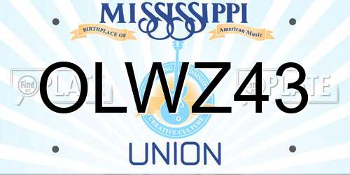 OLWZ43 Mississippi License Plate