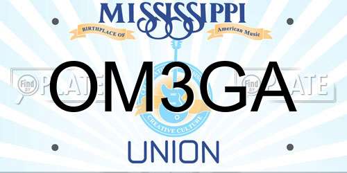 OM3GA Mississippi License Plate