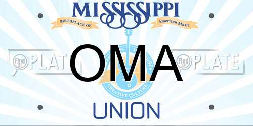 OMA Mississippi License Plate