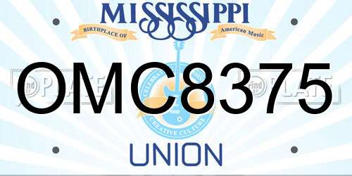 OMC8375 Mississippi License Plate