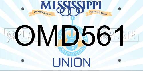 OMD561 Mississippi License Plate
