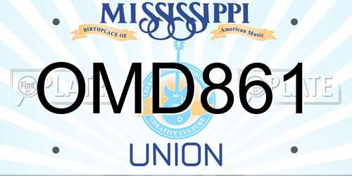 OMD861 Mississippi License Plate