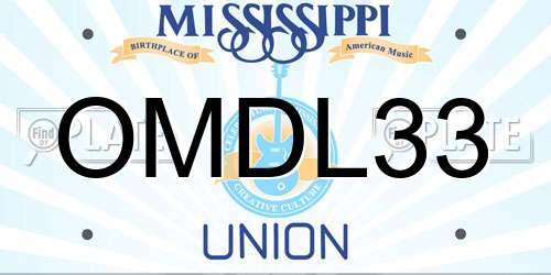 OMDL33 Mississippi License Plate