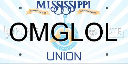 OMGLOL Mississippi License Plate