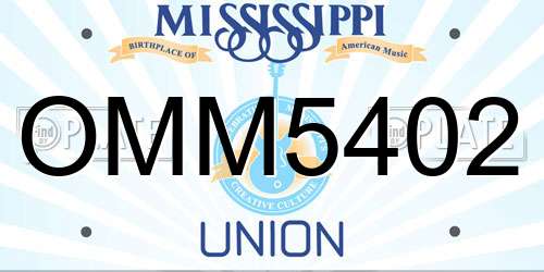 OMM5402 Mississippi License Plate