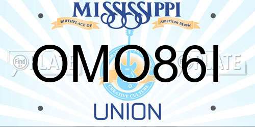 OMO86I Mississippi License Plate