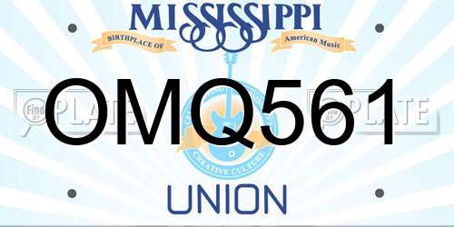 OMQ561 Mississippi License Plate