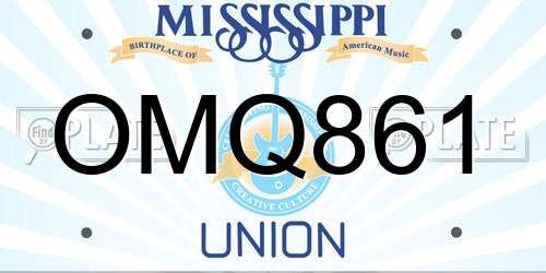 OMQ861 Mississippi License Plate