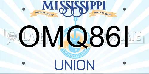 OMQ86I Mississippi License Plate