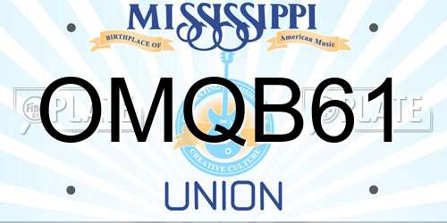 OMQB61 Mississippi License Plate