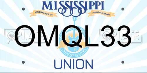 OMQL33 Mississippi License Plate
