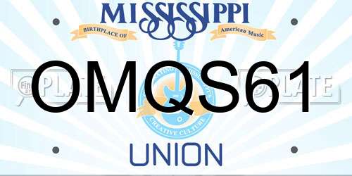 OMQS61 Mississippi License Plate