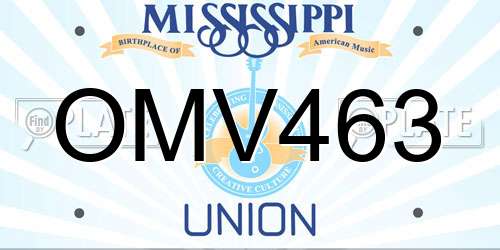 OMV463 Mississippi License Plate