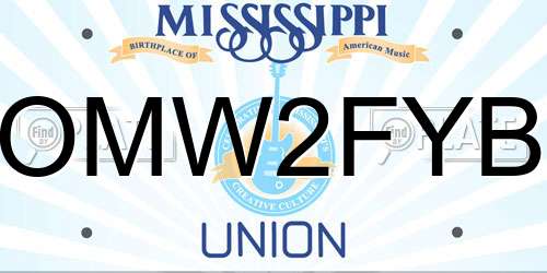 OMW2FYB Mississippi License Plate
