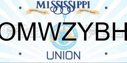 OMWZYBH Mississippi License Plate