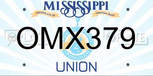 OMX379 Mississippi License Plate