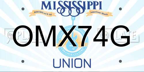 OMX74G Mississippi License Plate