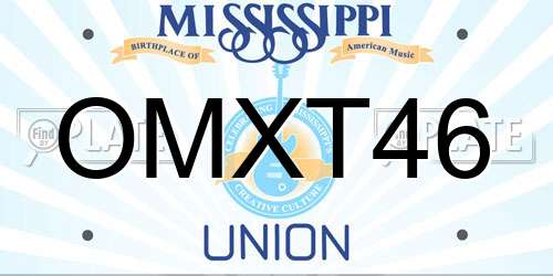 OMXT46 Mississippi License Plate