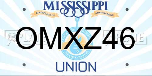 OMXZ46 Mississippi License Plate