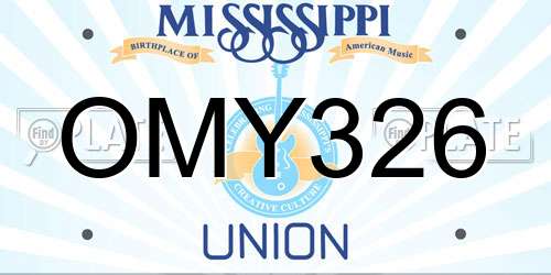 OMY326 Mississippi License Plate