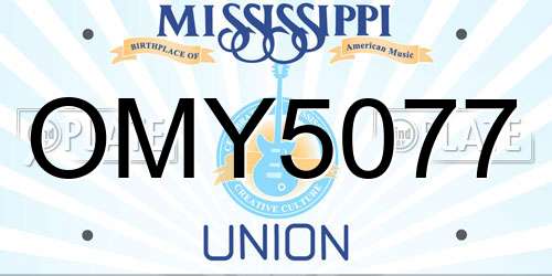 OMY5077 Mississippi License Plate