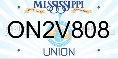 ON2V808 Mississippi License Plate