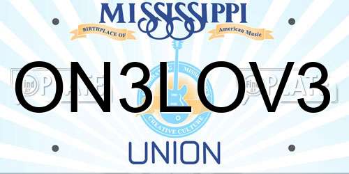 ON3LOV3 Mississippi License Plate