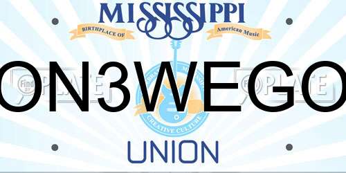 ON3WEGO Mississippi License Plate