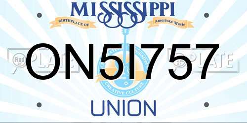ON5I757 Mississippi License Plate