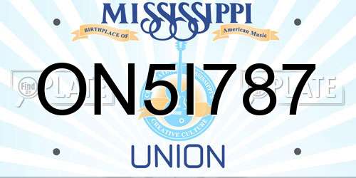 ON5I787 Mississippi License Plate