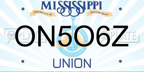 ON5O6Z Mississippi License Plate